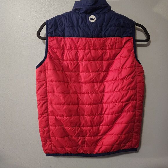 Vineyard Vines Boys Red Blue Nylon Puffer Vest Size Large - Picture 7 of 11